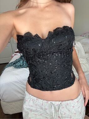 Y2k made in Italy black corset top